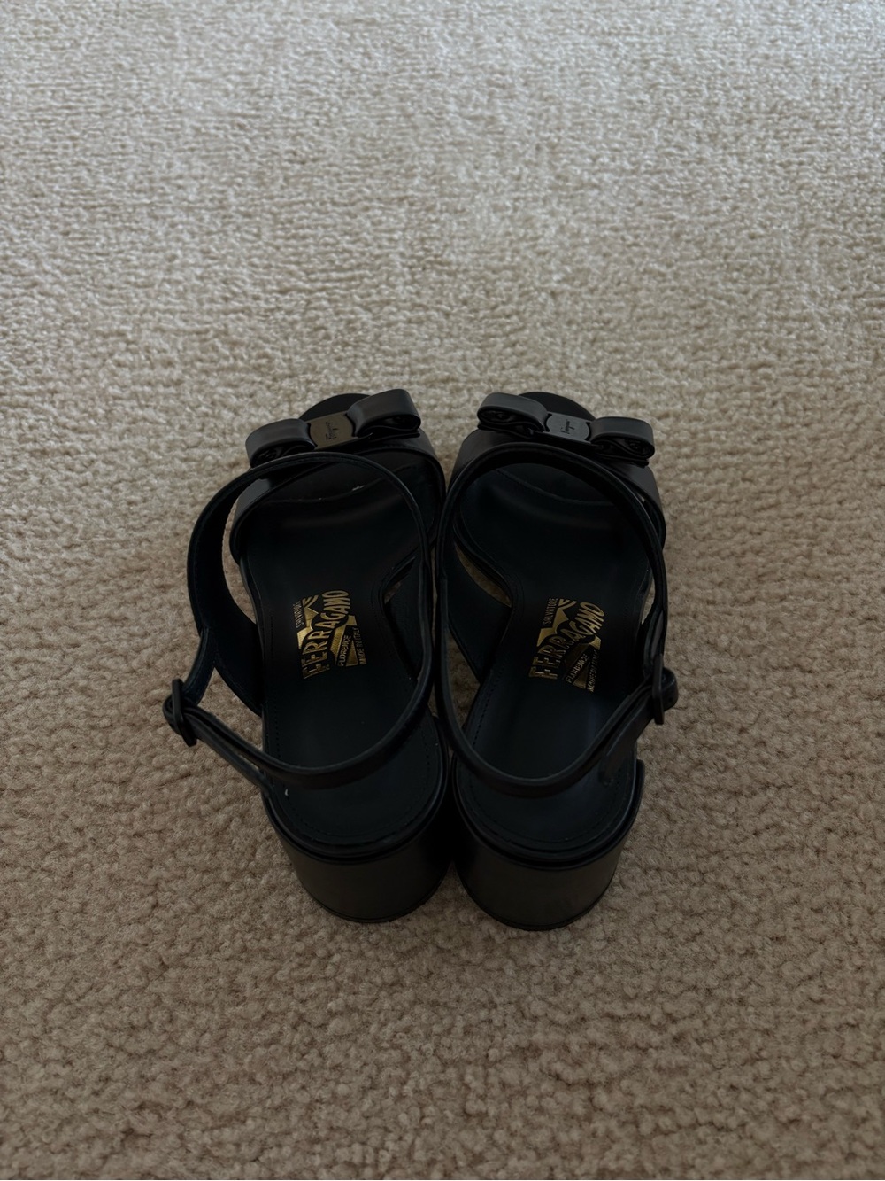 Salvatore Ferragamo Giulia Size 7 Nero Nappa Calf Slingback Sandals - Picture 4 of 10